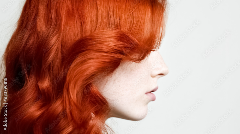 Beautiful hair. Beauty woman with red hair on white background. Beautiful hair. Beauty woman with red hair on white background.