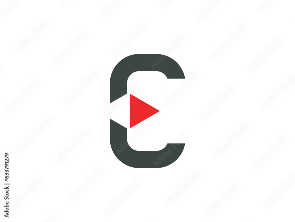 Alphabet letter C logo, video apps logo design template Alphabet letter C logo, video apps logo design template