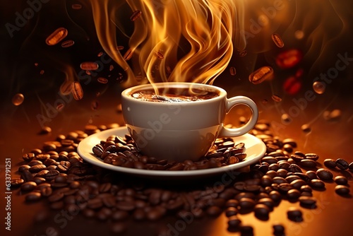 Coffee Bliss. Savoring the Aromatic Symphony of Splashing Beans. Generative AI
