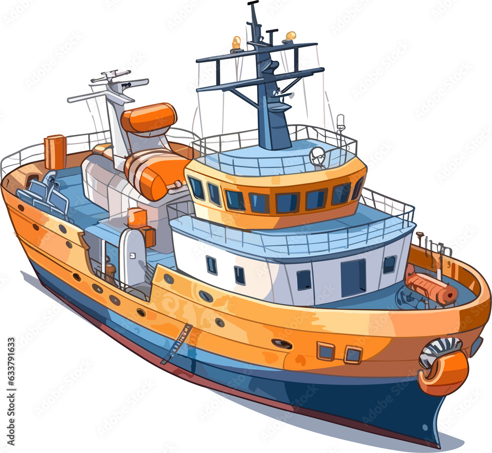 Fototapeta premium Research Vessel Ship illustration