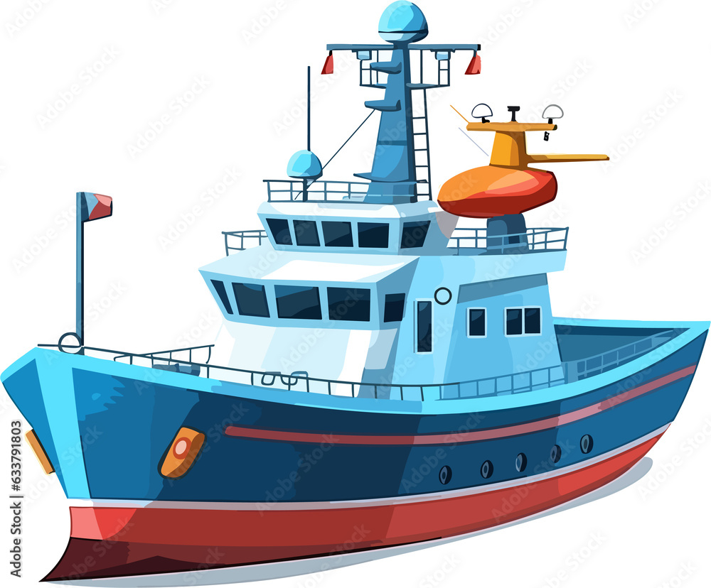 Fototapeta premium Research Vessel Ship illustration