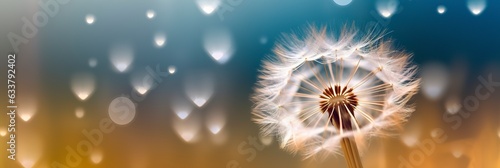 Abstract blurred nature background dandelion seeds parachute. Bokeh pattern. Generative AI