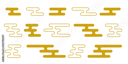 Fototapeta samoprzylepna 和風　雲　エ霞　金色　シンプル　セット