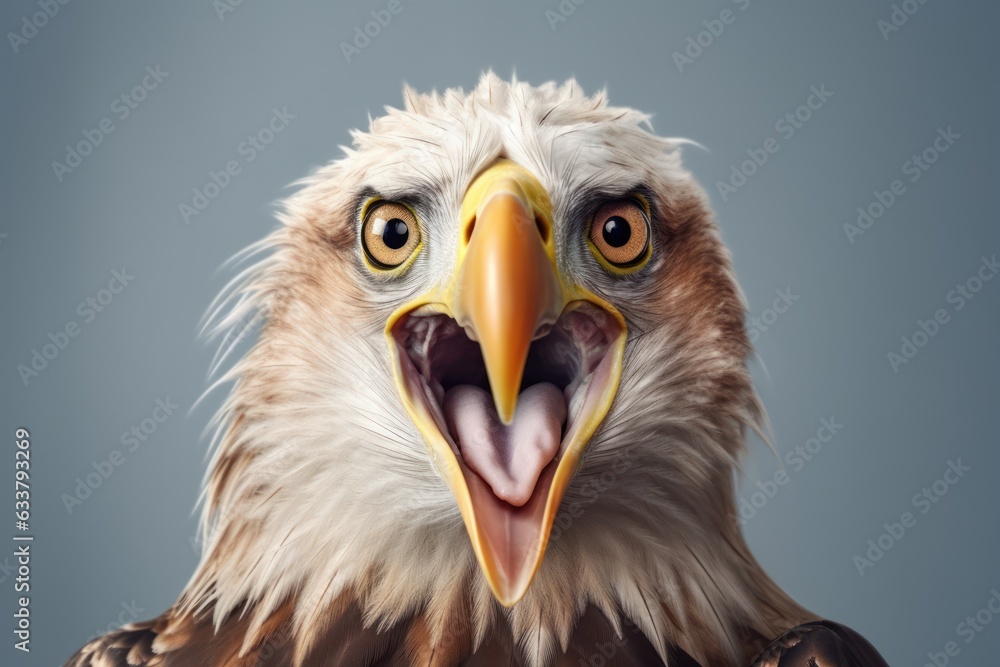 Fototapeta premium Happy surprised eagle with open mouth.