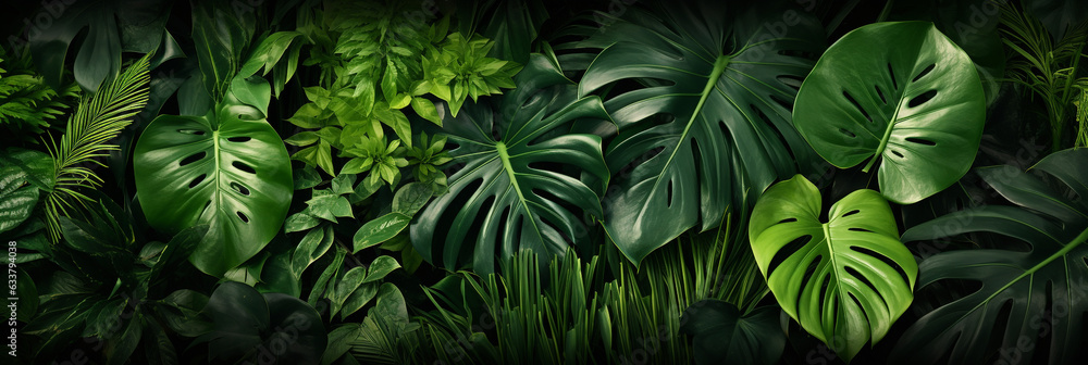 green leaves background. Generative Ai. 