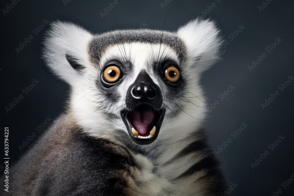Happy surprised lemur with open mouth. Happy surprised lemur with open mouth.