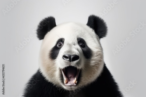 Happy surprised panda with open mouth.