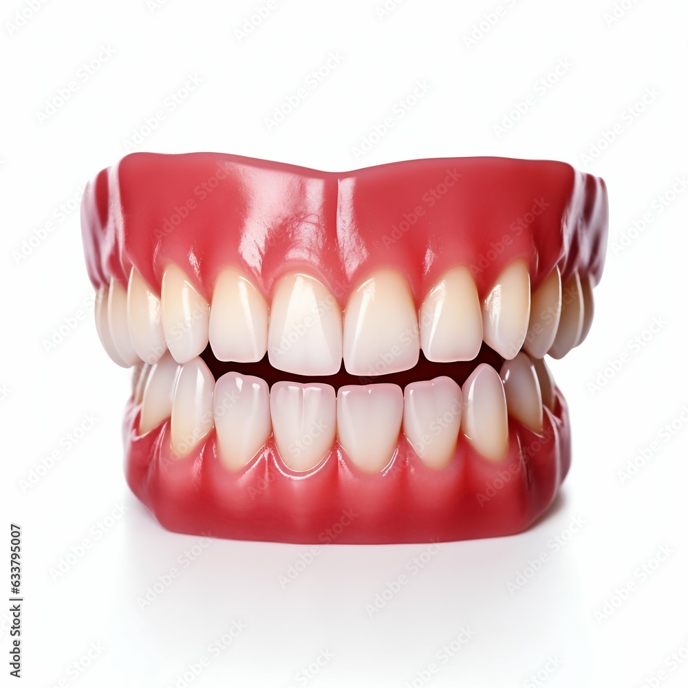Obraz premium Teeth Displayed Isolated on White Background. Generative ai