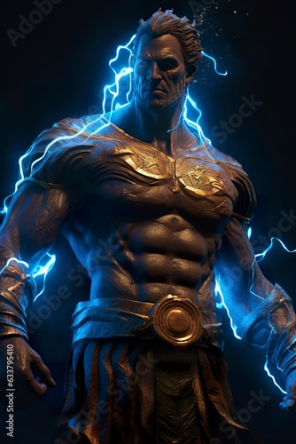 Zeus, the king of the Greek gods, stands upon Mount Olympus ready to hurl lightning bolts down upon the earth and mankind.