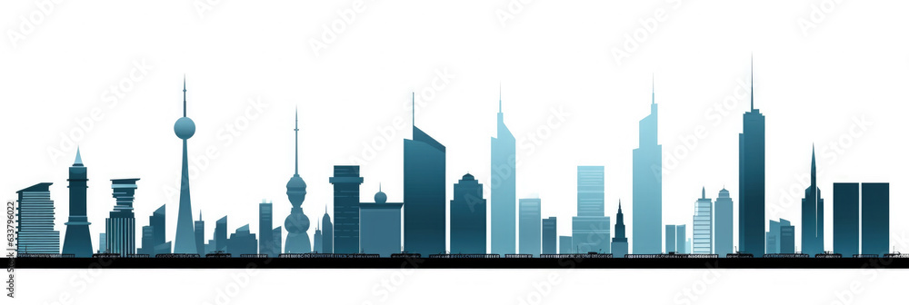 Italy Coast Famous Landmarks Skyline Silhouette Style, Colorful, Cityscape, Travel and Tourist Attraction - Generative AI