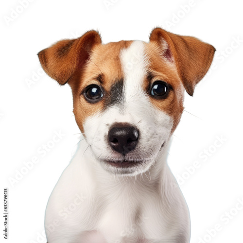Adorable Jack Russell terrier puppy closeup on transparent background with copyspace for ad or design © AkuAku