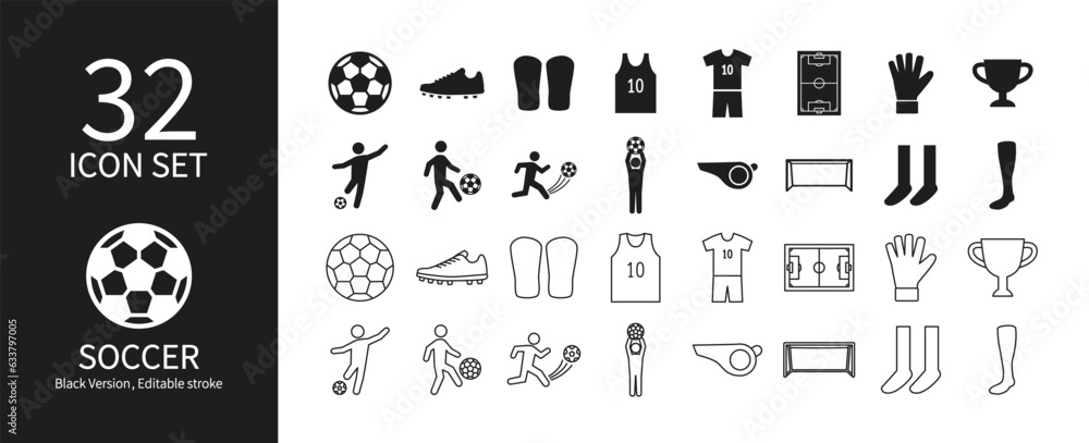 Icon set related to soccer