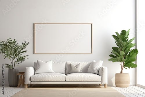 Home interior background with mock up frame.