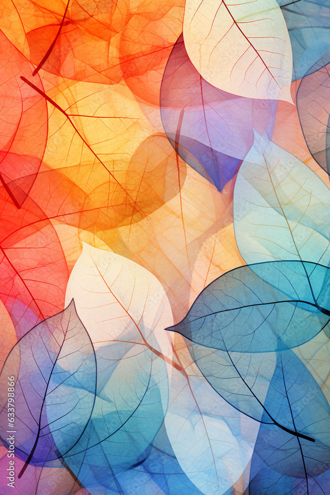 autumn leaves background illustration, generative ai