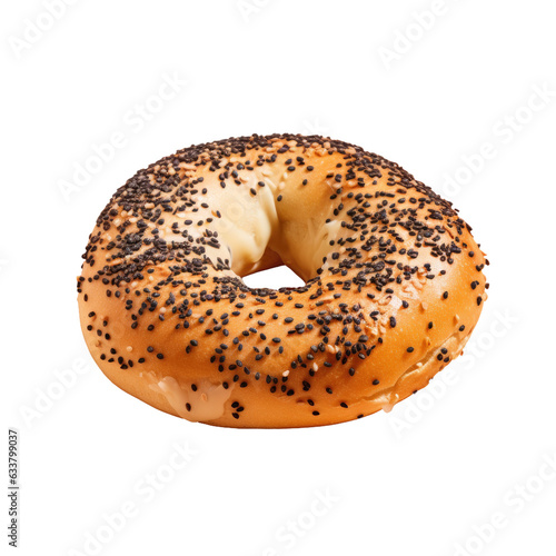 A tasty poppy seed bagel on a transparent background