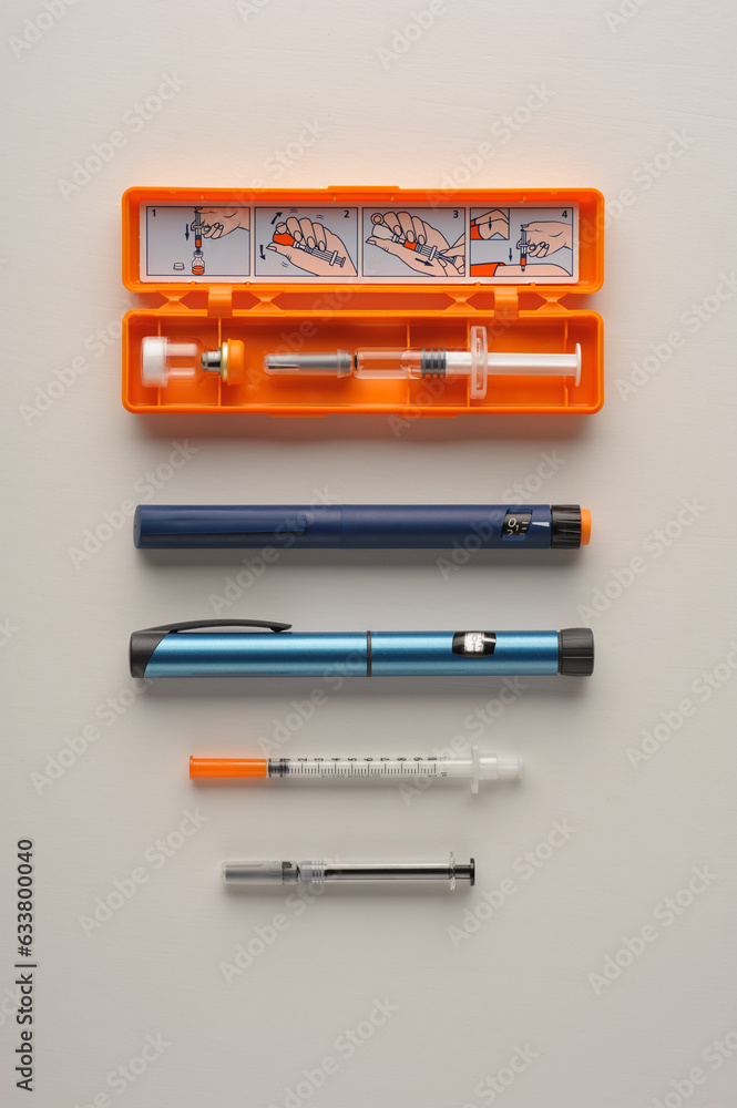 set of various insulin syringe pens and injections for diabetes set of various insulin syringe pens and injections for diabetes