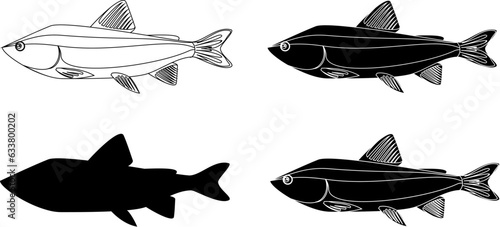 set of silhouettes fish