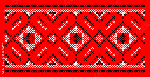 Vector illustration of Ukrainian ornament in ethnic style, identity, vyshyvanka, embroidery for print clothes, websites, banners
