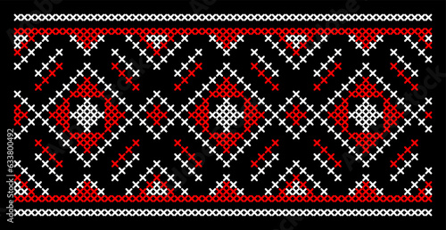 Vector illustration of Ukrainian ornament in ethnic style, identity, vyshyvanka, embroidery for print clothes, websites, banners