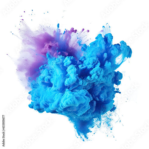 Holi paint explosion creates colorful cloud on transparent background