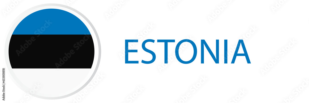 Estonia flag in web button, button icons.