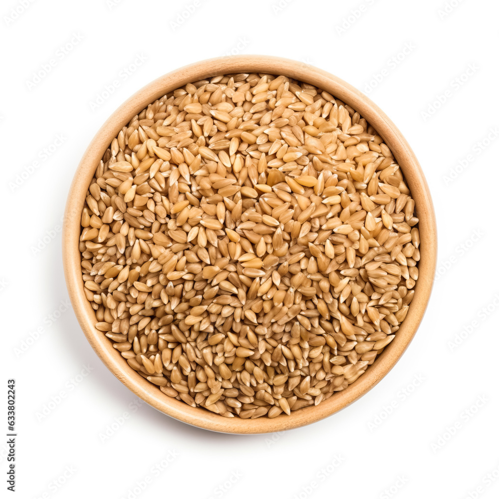 Spelt Groats isolated on white background top view 