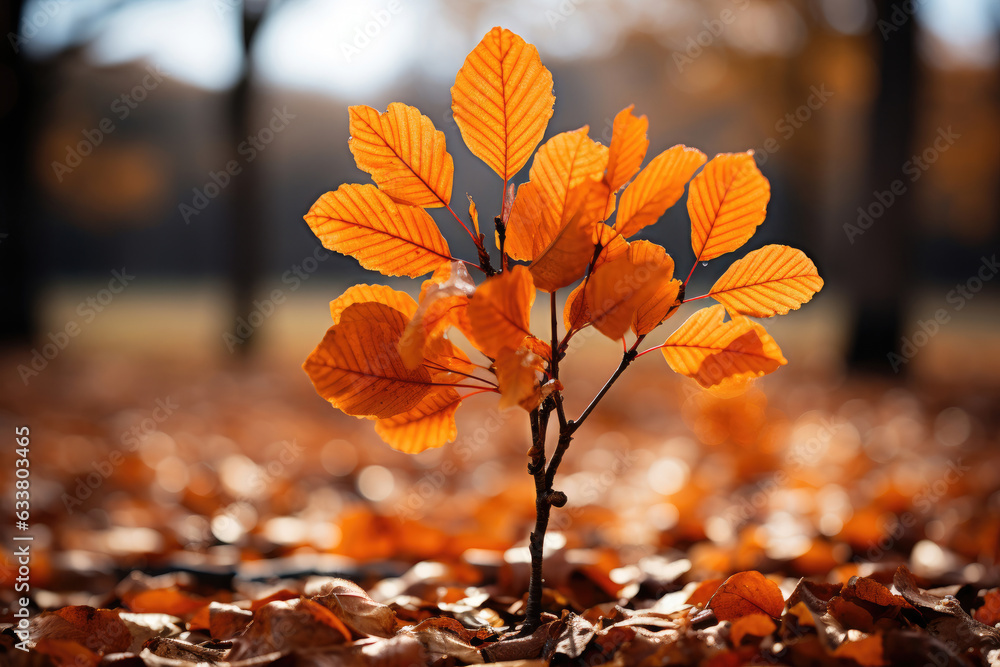 Vibrant orange leaves on the background of nature