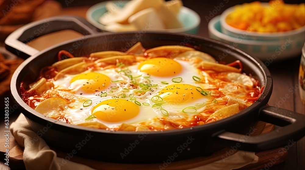 Cheesy Tteokbokki, Korean food, generated by AI Cheesy Tteokbokki, Korean food, generated by AI
