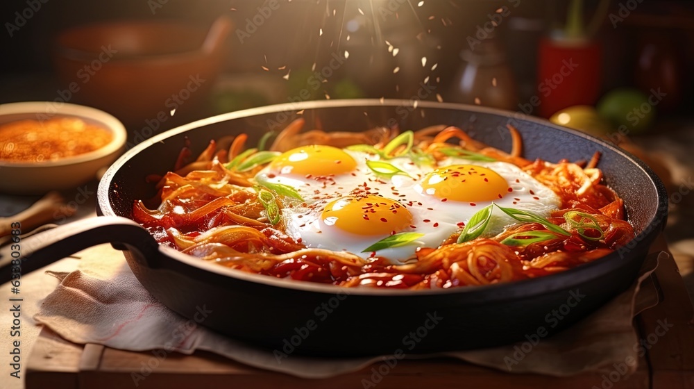 Spicy Tteokbokki noodles, Korean food, generated by AI Spicy Tteokbokki noodles, Korean food, generated by AI