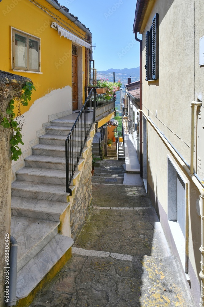 A characteristic street of a Baragiano, a medieval village in the Basilicata region, Italy.