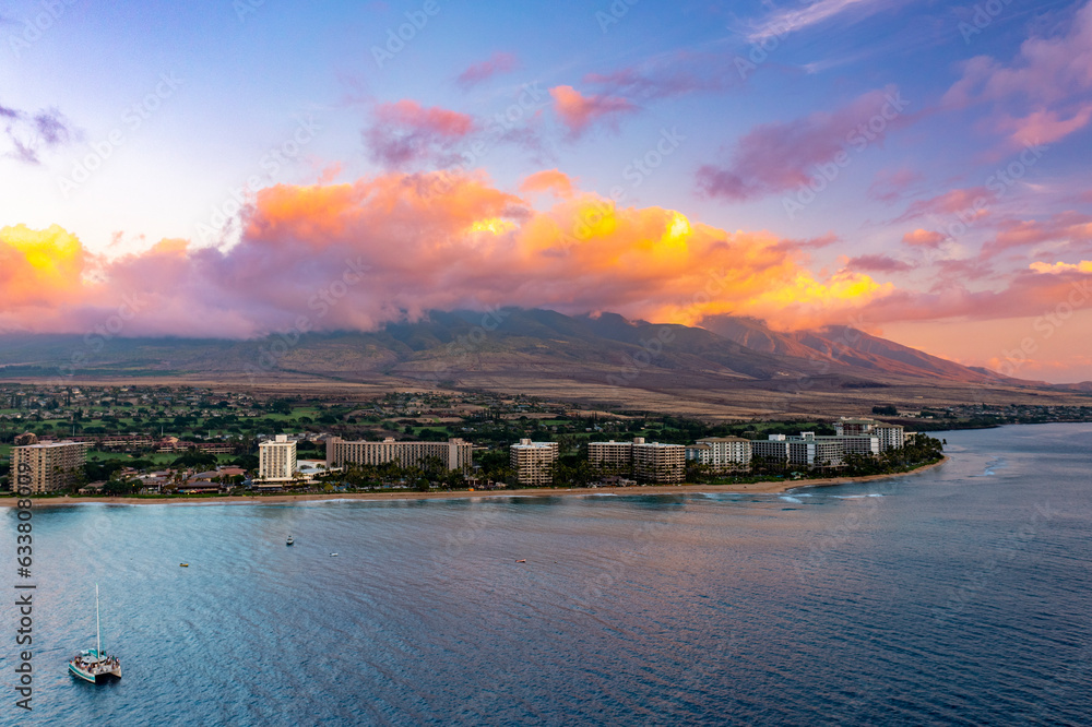 View of Ka'anapali Resort on Maui, Hawaii from the ocean