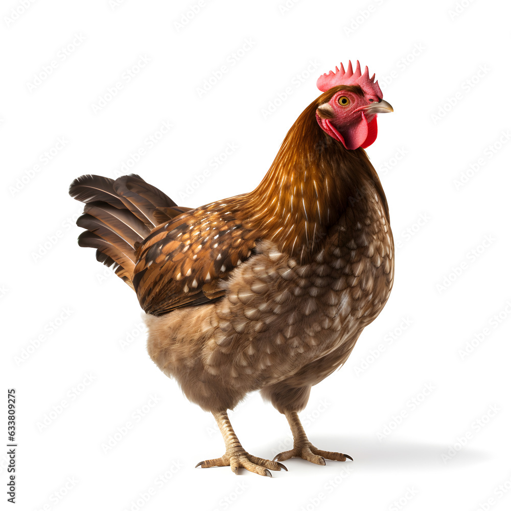 Fototapeta premium Chicken hen isolated on white livestock farming 