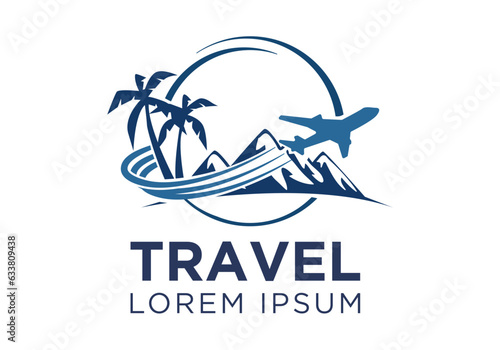 Travel logo, Hotel logo, Beach, Tourism, Adventure, Tour, Tourist, World logo vector illustration