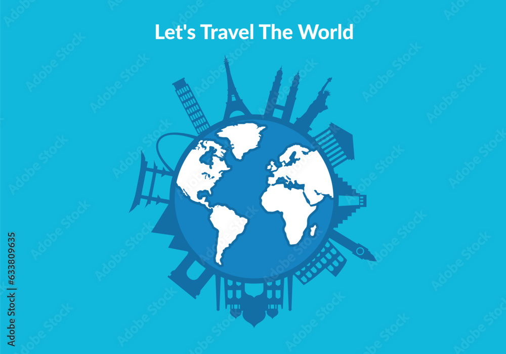 Travel logo, Hotel logo, Beach, Tourism, Adventure, Tour, Tourist, World logo vector illustration