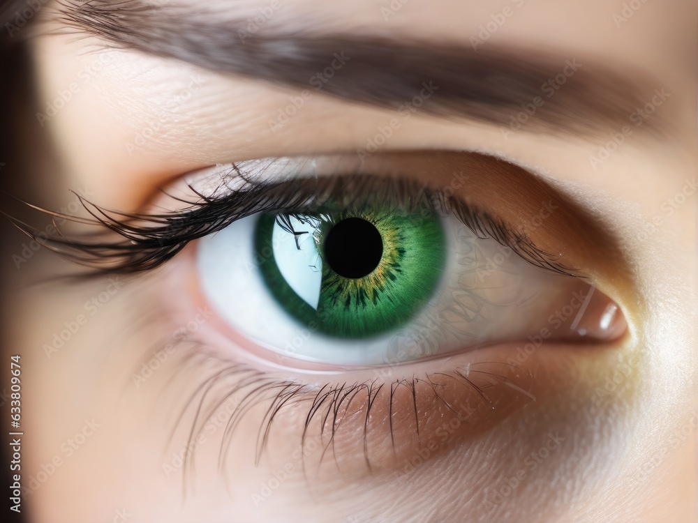 Fototapeta premium Close up detail beautiful eye macro, fashion naturel makeup