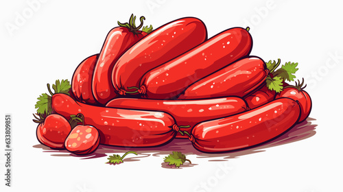 Sausage sausage drawing on white background vector