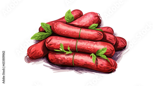 Sausage sausage drawing on white background vector