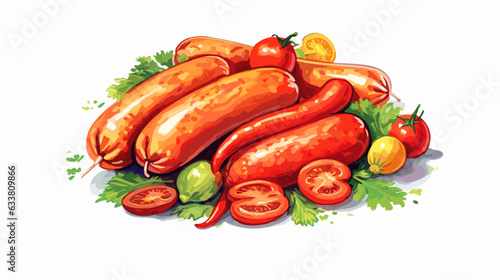 Sausage sausage drawing on white background vector