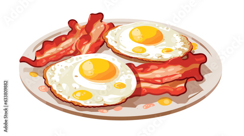 Figure scrambled eggs with bacon on a white background vector
