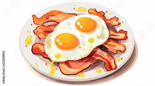 Figure scrambled eggs with bacon on a white background vector