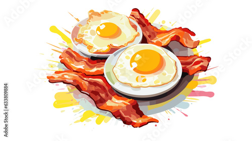 Figure scrambled eggs with bacon on a white background vector