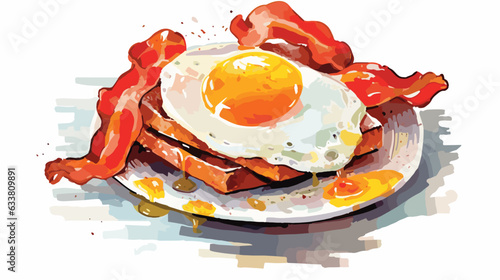 Figure scrambled eggs with bacon on a white background vector