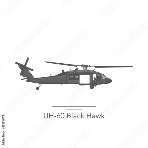 UH-60 Black Hawk icon. Outline colorful icon of helicopter on white. Vector illustration