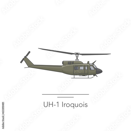 UH-60 Black Hawk icon. Outline colorful icon of helicopter on white. Vector illustration