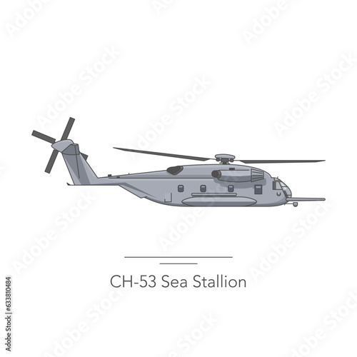 CH-53 Sea Stalion icon. Outline colorful icon of helicopter on white. Vector illustration