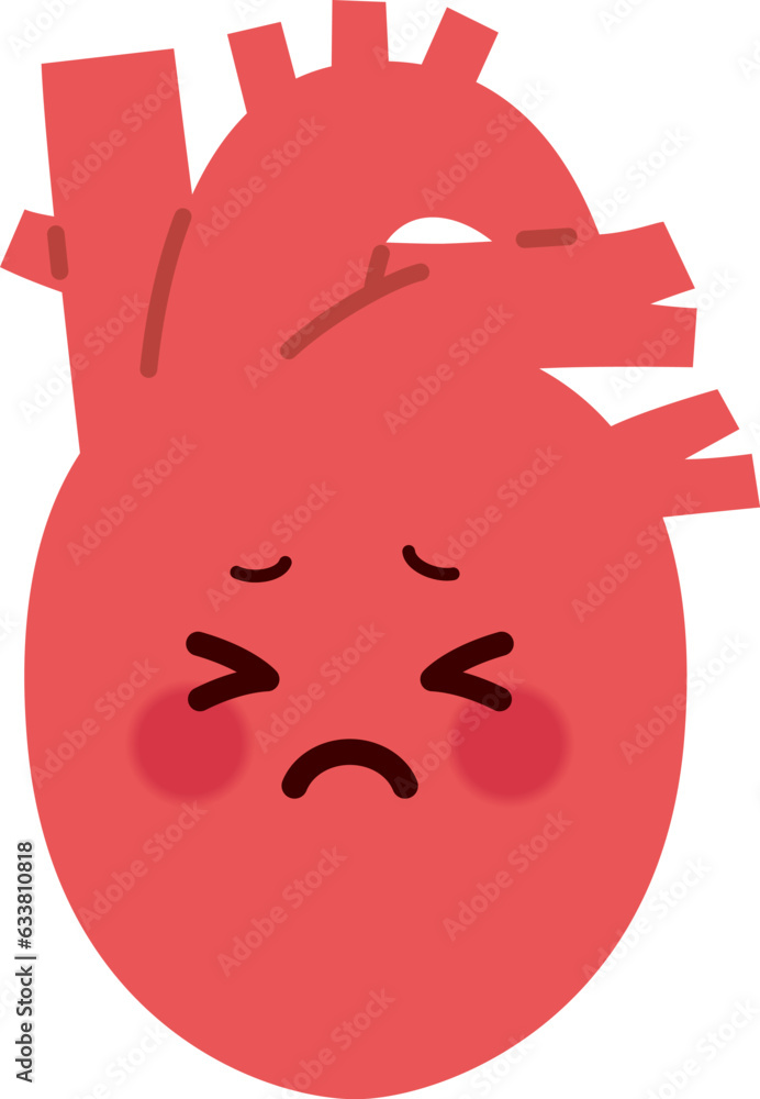 病気で苦しそうな表情の心臓のキャラクターのイラスト(cute cartoon heart) 病気で苦しそうな表情の心臓のキャラクターのイラスト(cute cartoon heart)