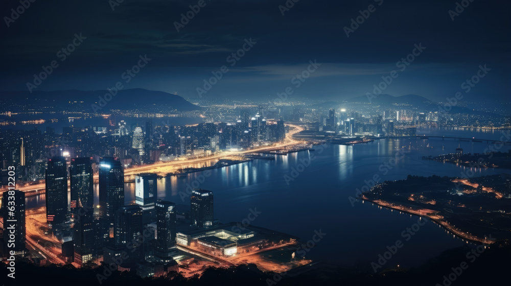 Naklejka premium City skyline at night