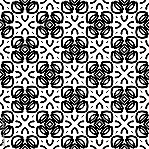 White background with black pattern. Seamless texture for fashion, textile design, on wall paper, wrapping paper, fabrics and home decor. Simple repeat pattern.