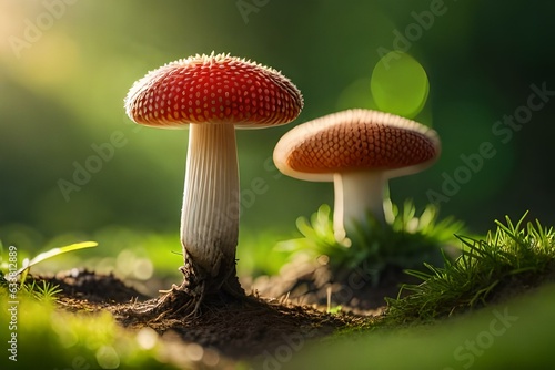 mushrooms in the forest generated by AI tool