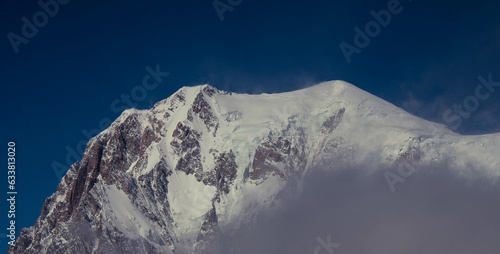 the Mont Blanc mountain range seen from Punta hellbronner in July 2023 under the snow photo